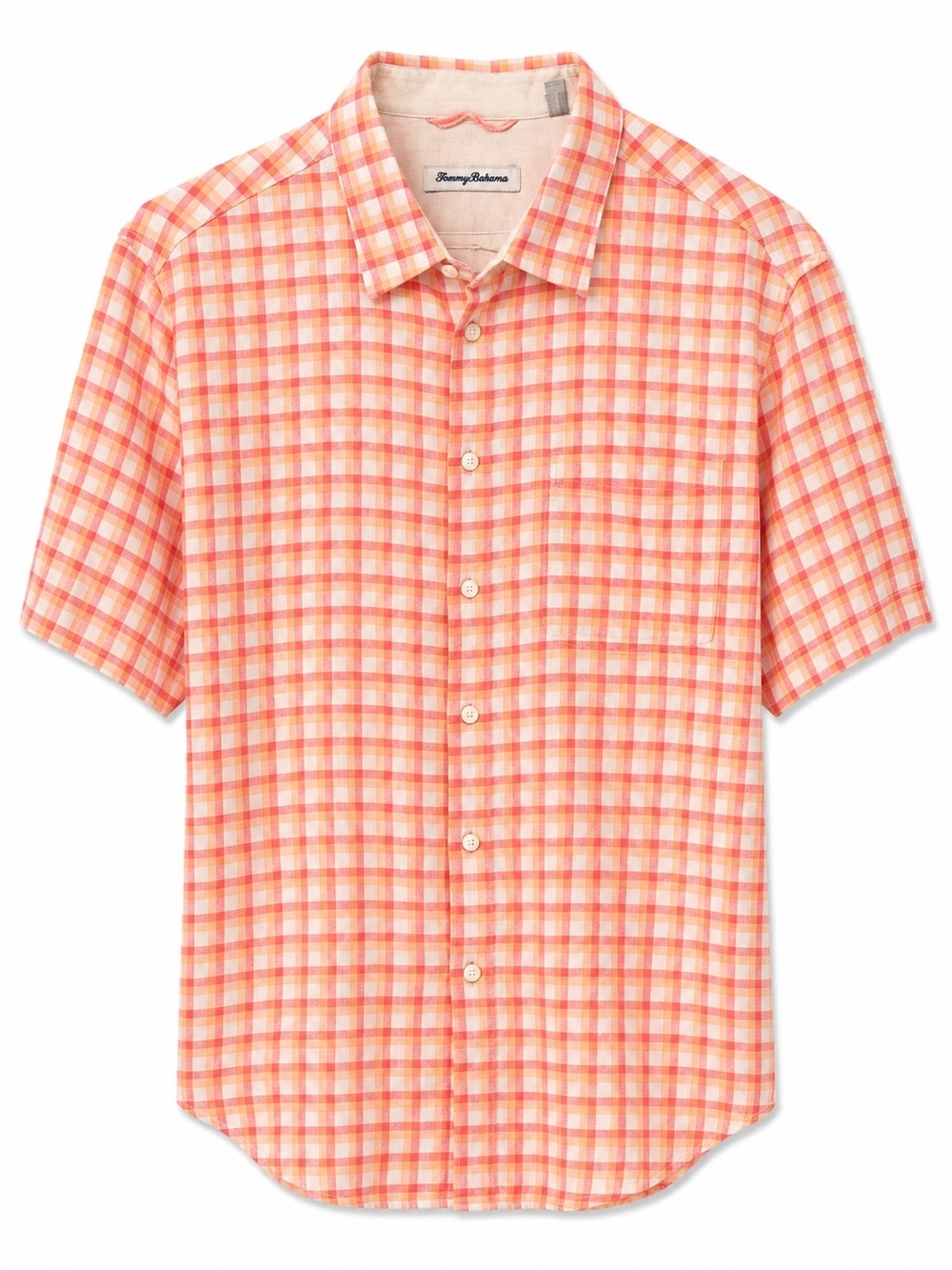Tommy Bahama Orange and White Plaid Short-Sleeve Button-Down Shirt